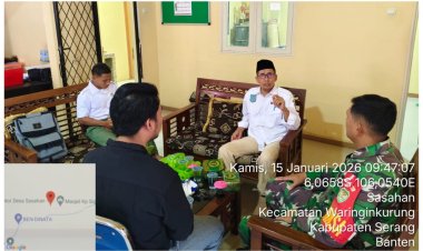 Sinergitas, Babinsa Koramil 0602-07Waringinkurung Kodim 0602/Serang  dan Aparat Desa Pantau Keamanan Wilayah